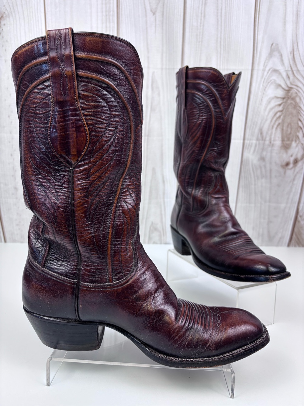 Vintage Lucchese Seville Boots San Antonio 2083ZZ Goatskin Leather Cowboy Sz 8E - Picture 2 of 15